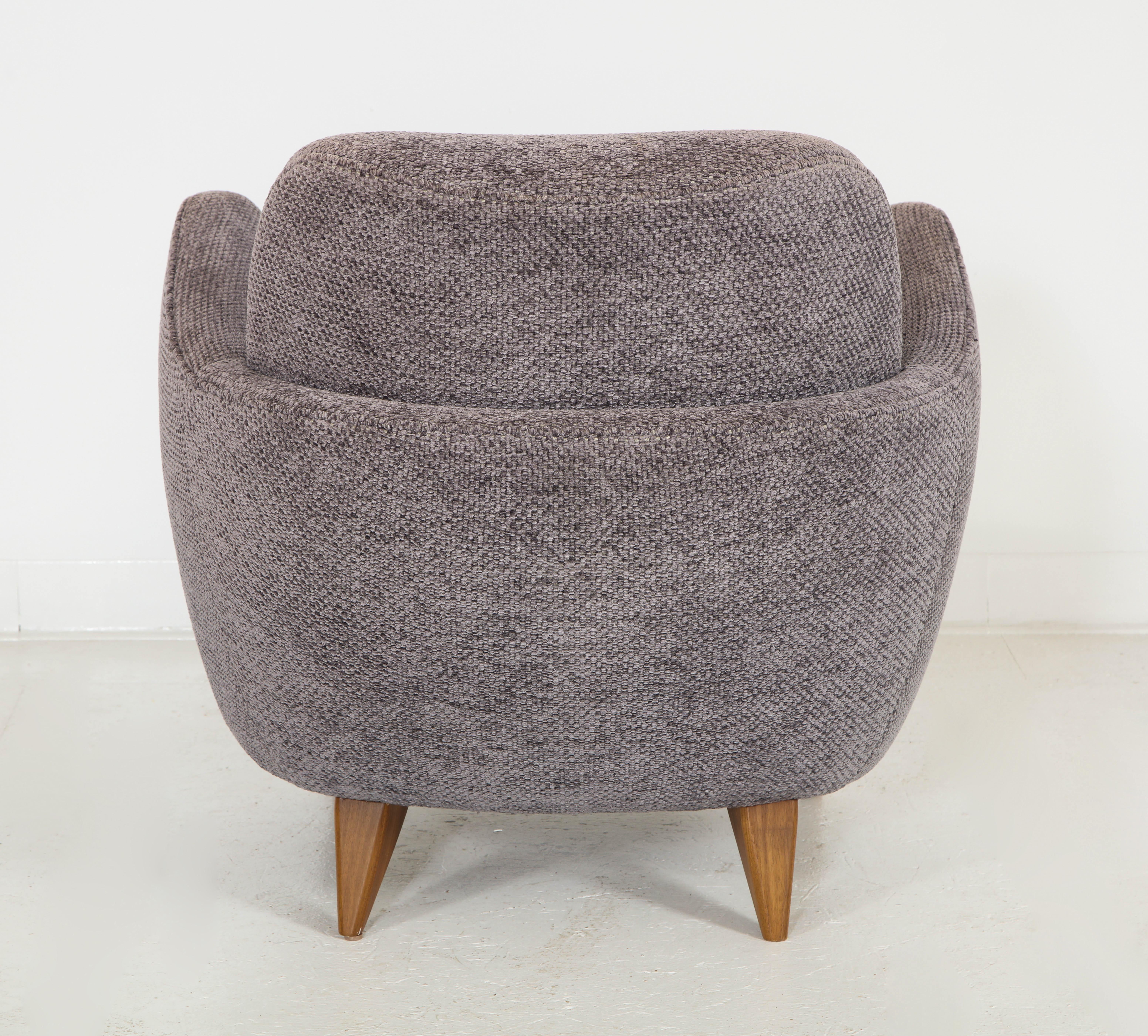 Contemporary Wrap Around Barrel Chair w/ Wood Base Offered by Vladimir Kagan Design Group