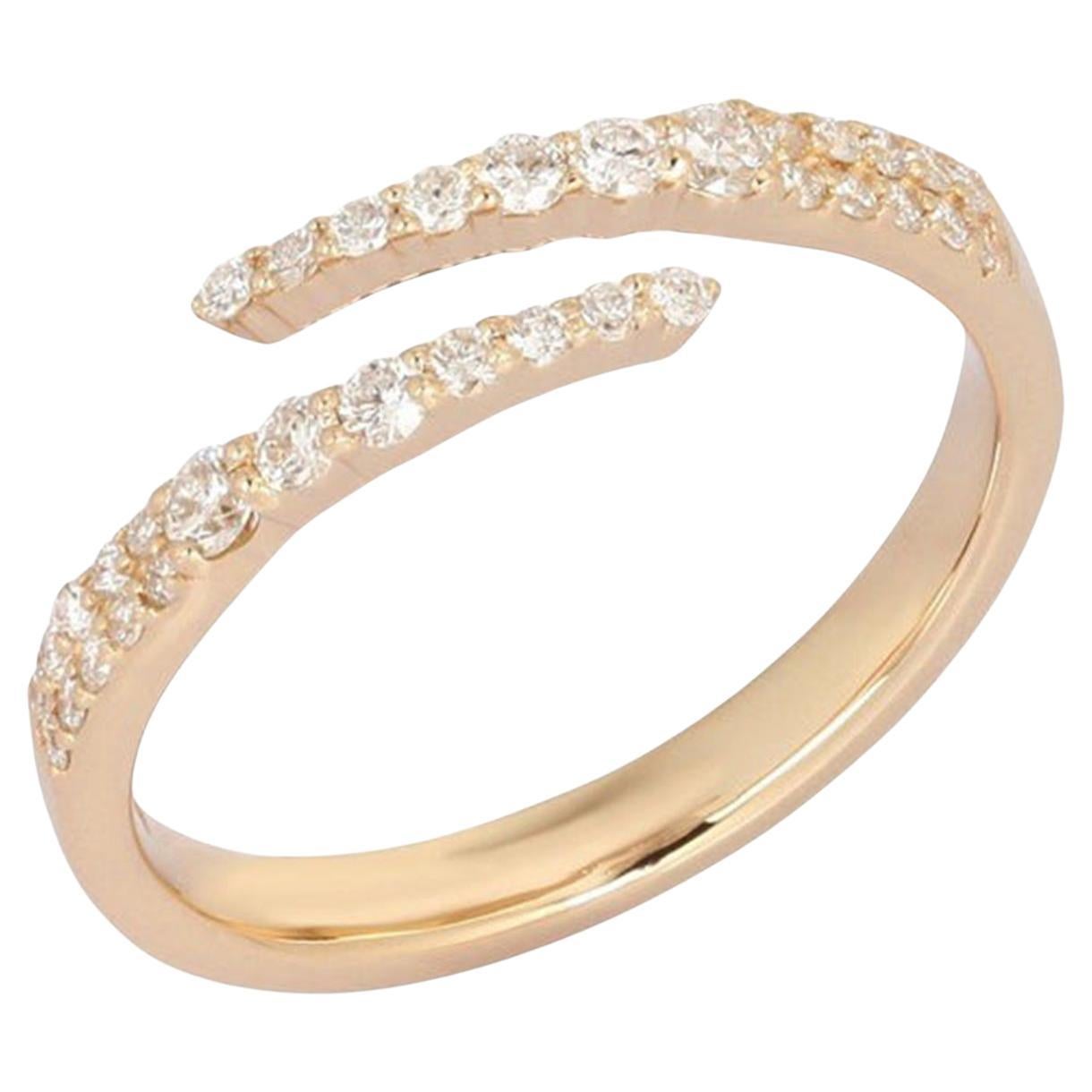 For Sale:  Wrap Band 14K (or 18k upon request) Yellow Gold Minimal Pave Diamond Open Ring