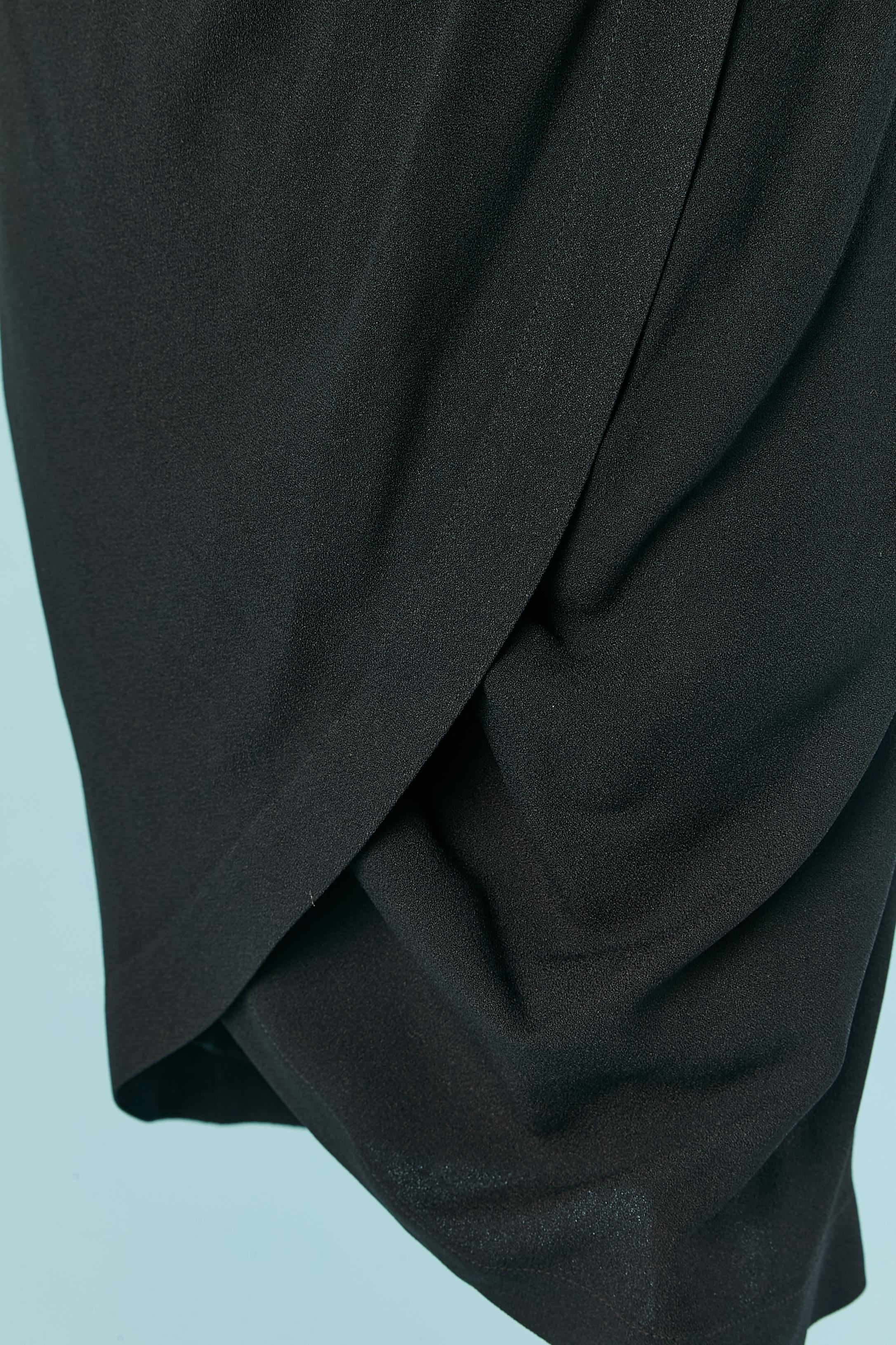 Noir Jupe portefeuille en crêpe noir THIERRY MUGLER en vente