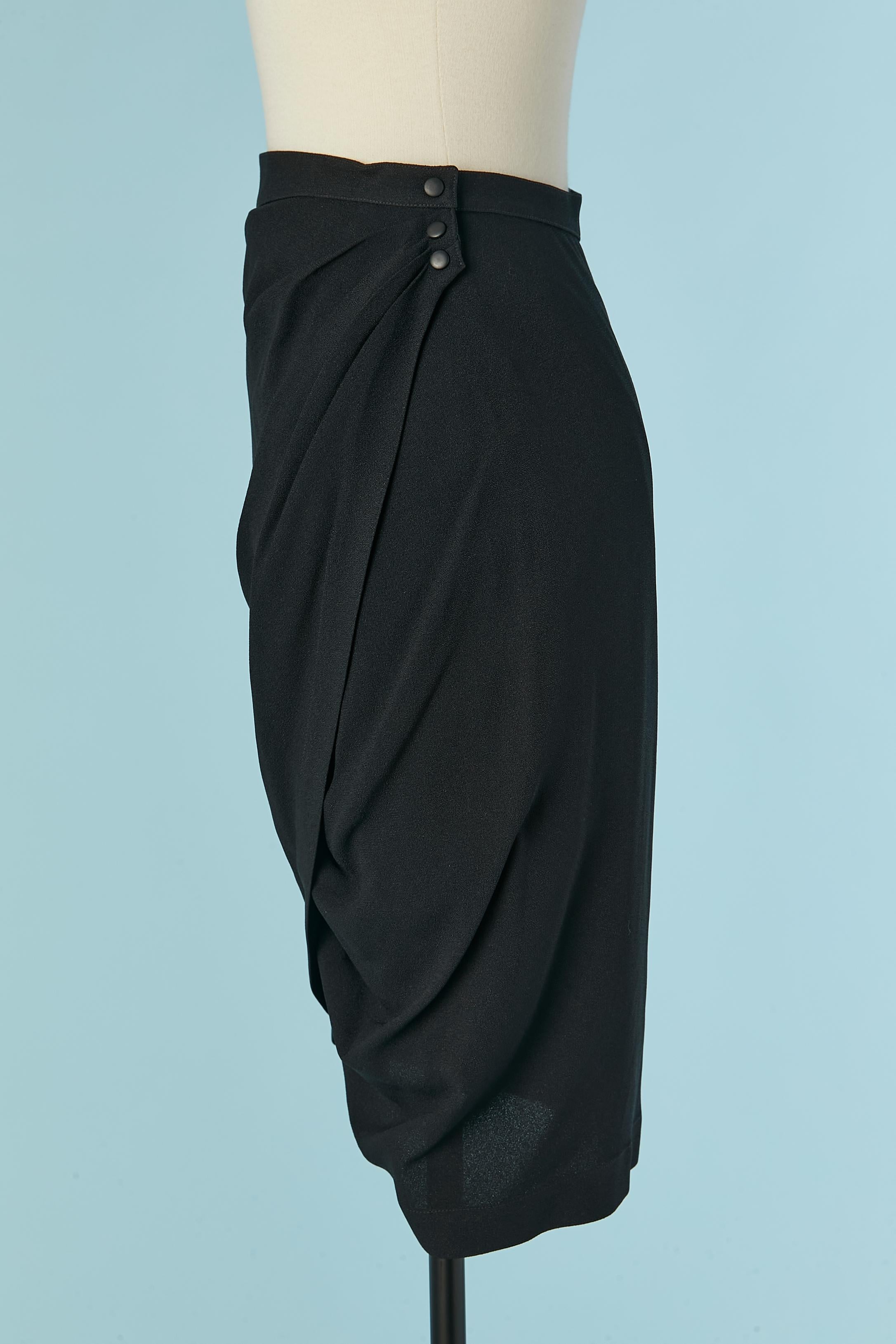 Jupe portefeuille en crêpe noir THIERRY MUGLER Excellent état - En vente à Saint-Ouen-Sur-Seine, FR