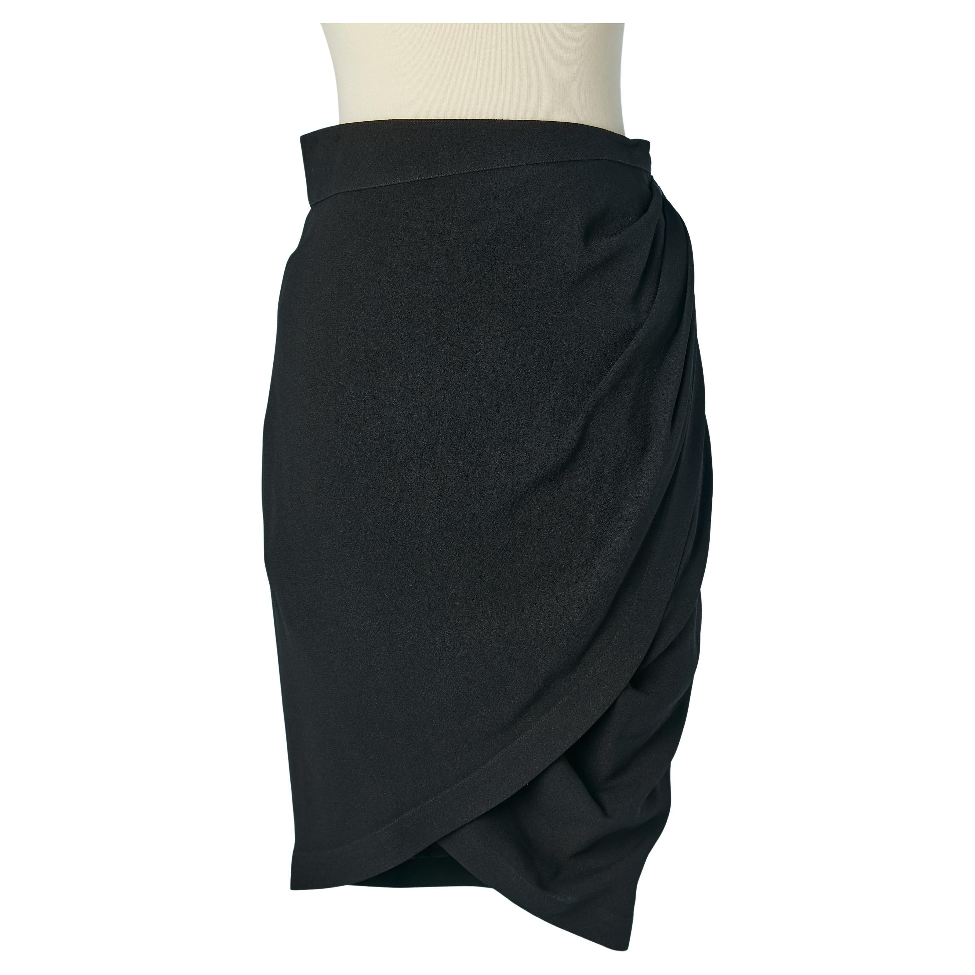 Wrap black crêpe skirt THIERRY MUGLER