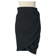 Gonna a portafoglio in crêpe nera Thierry Mugler