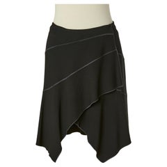 Wrap black skirt with top-stitching ALAIA