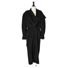 Vintage Wrap black wool and cashmere coat Thierry Mugler 