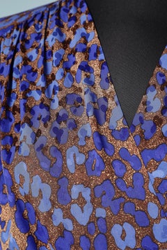Wrap cocktail dress in leopard print on jacquard silk Saint Laurent Rive Gauche