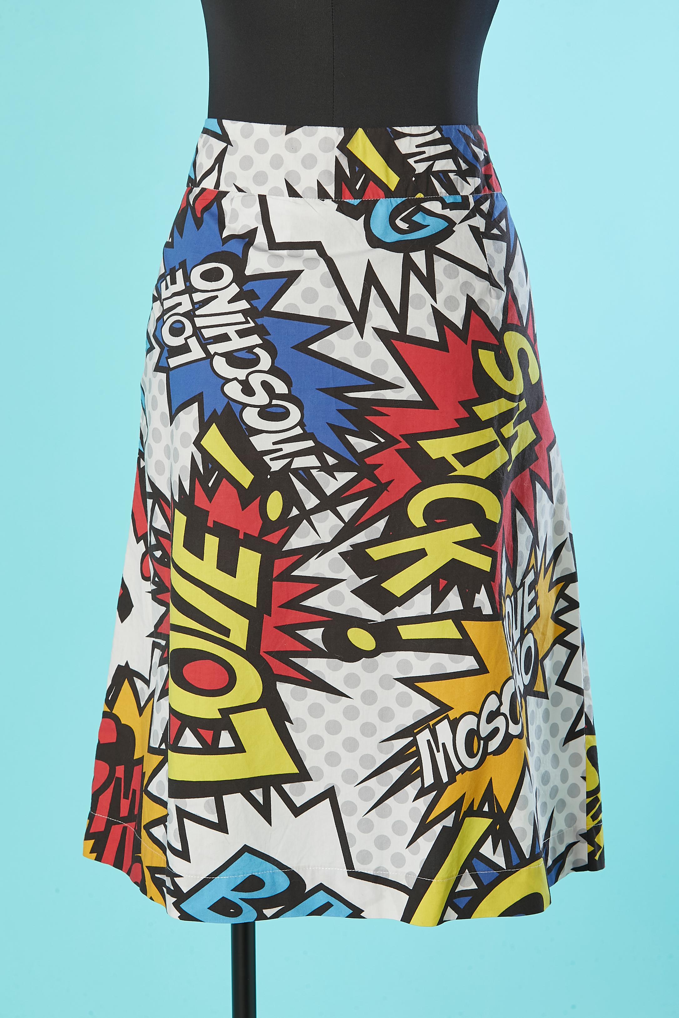 Women's Wrap cotton skirt with Comics print on Love Moschino  For Sale