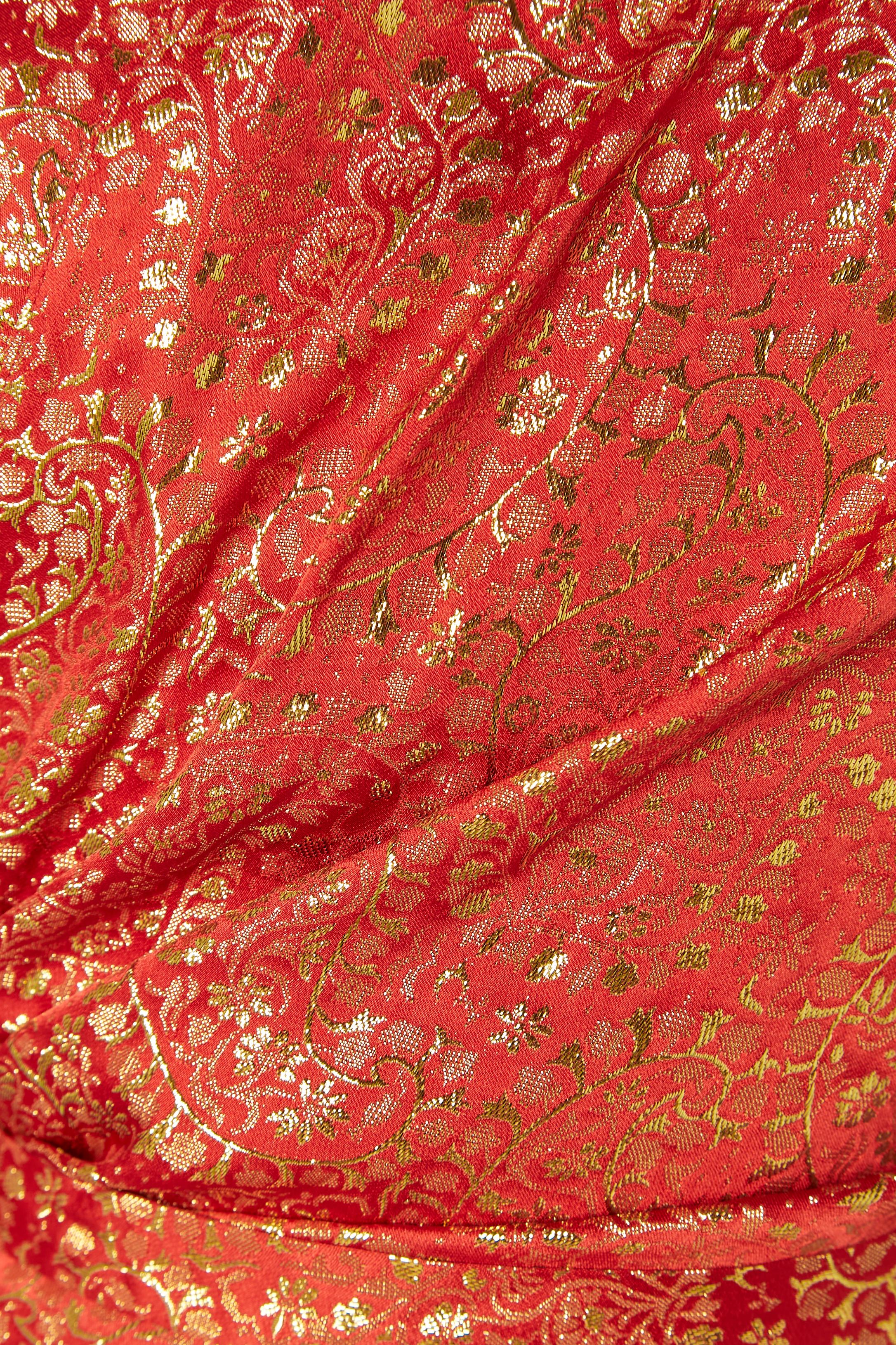 Marrone Wrap damask red and gold jacket UNGARO Parrallèle in vendita