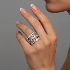 Wrap Elegance 14K (or 18k upon request) White Gold Mixed Cut Diamond Spiral Ring