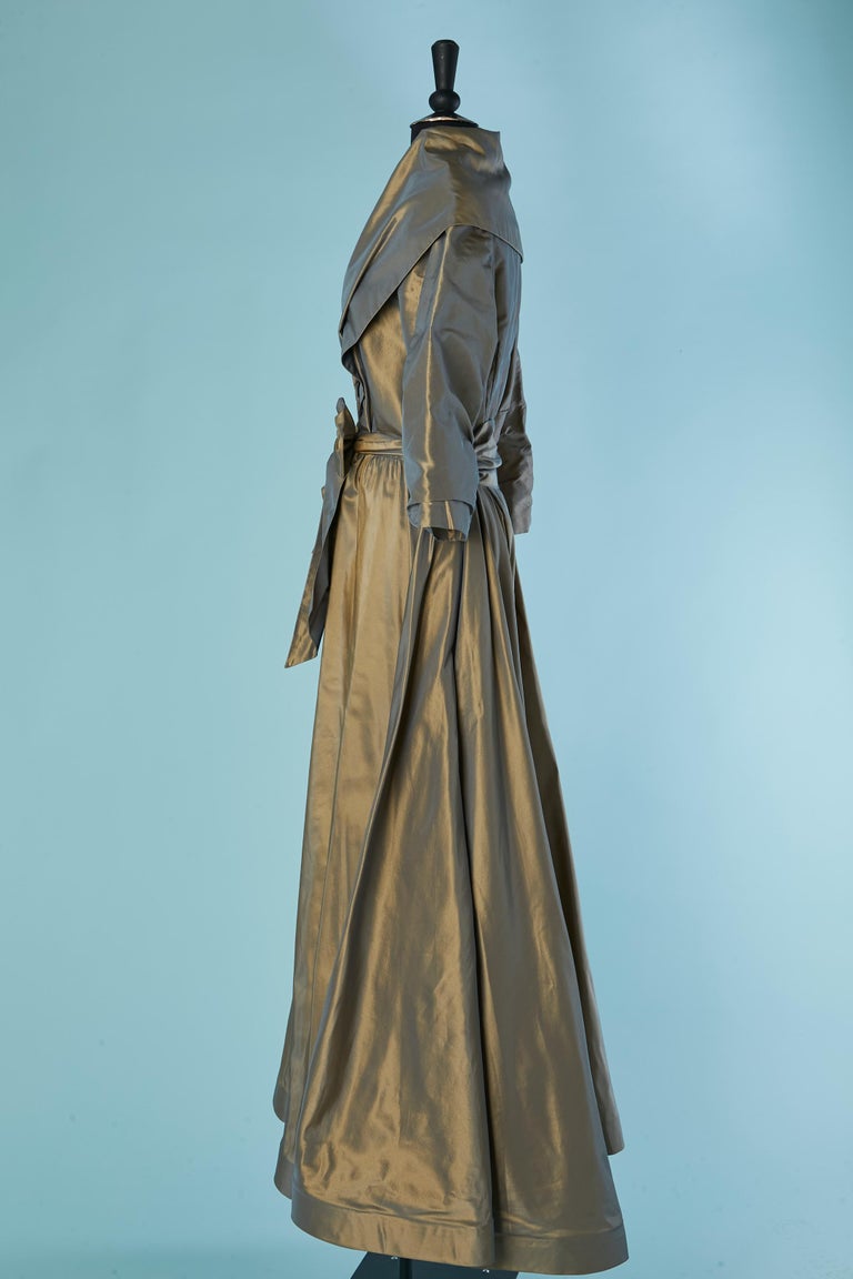 Wrap evening dress in taffetas with belt CATHERINE REGEHR for Saks Fifth Av  For Sale at 1stDibs