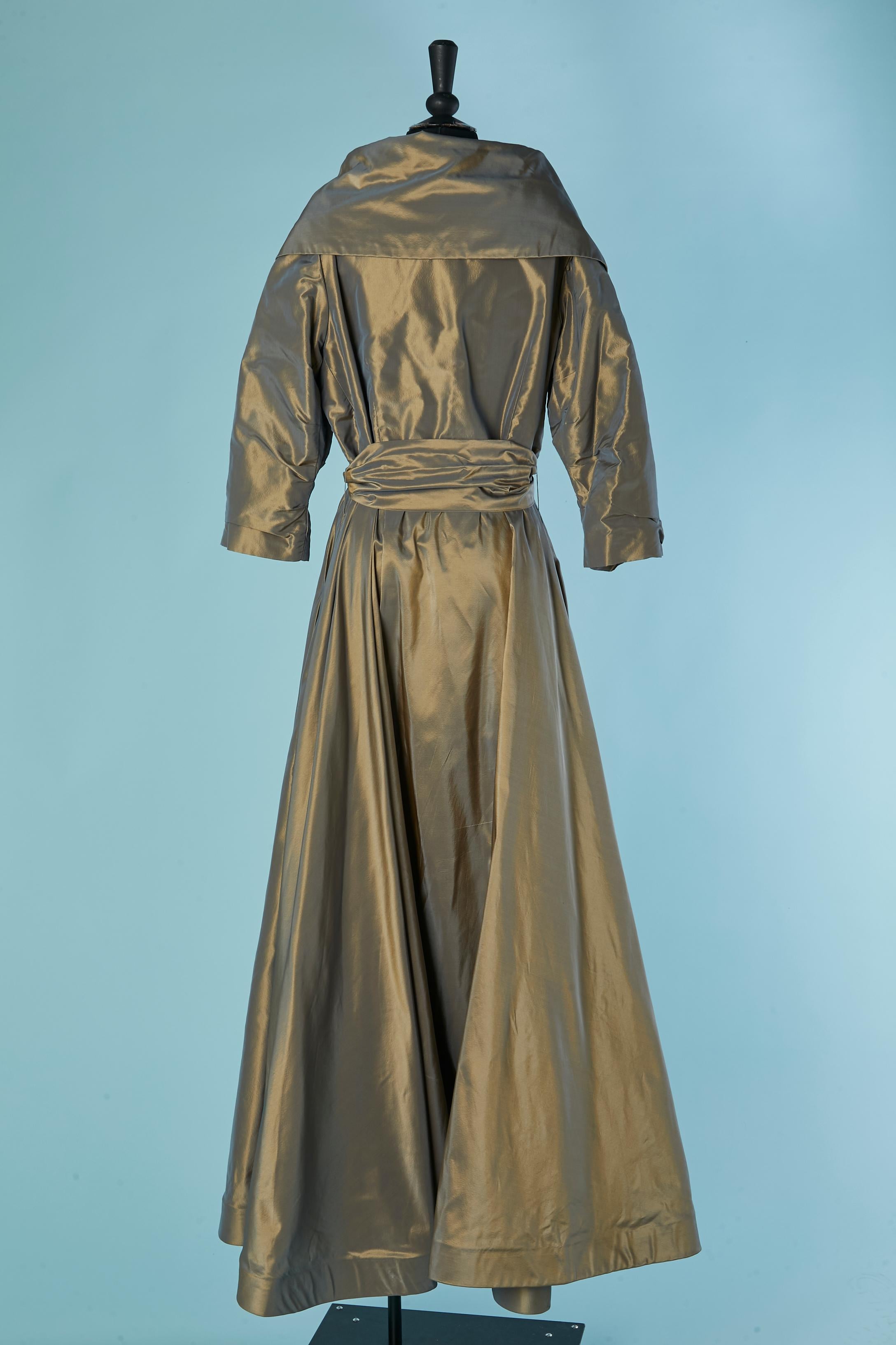 Vestido de noche de tafetán con cinturón CATHERINE REGEHR para Saks Fifth Av en venta 2