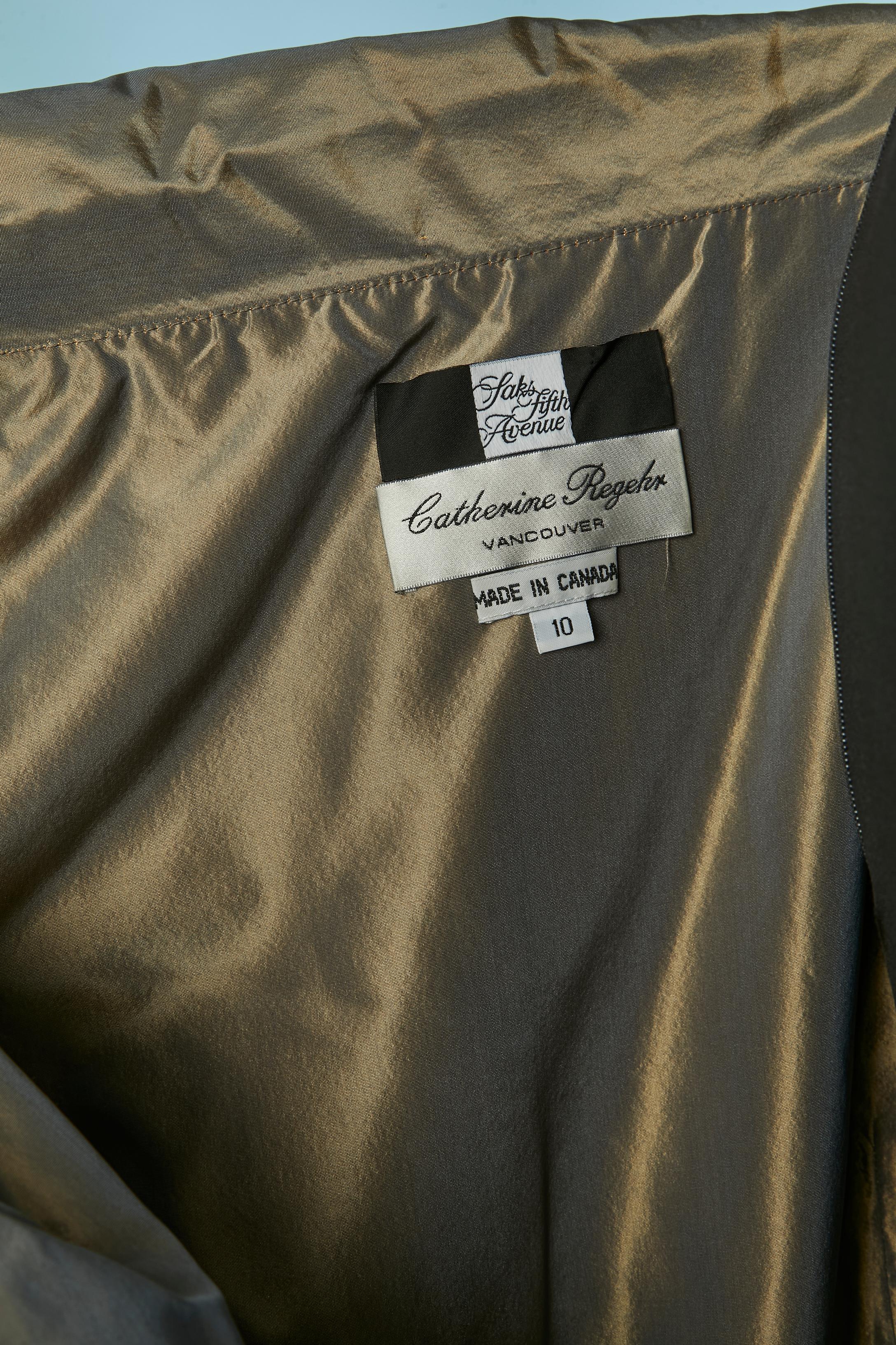 Vestido de noche de tafetán con cinturón CATHERINE REGEHR para Saks Fifth Av en venta 4