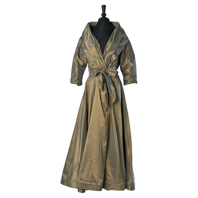 Wrap evening dress in taffetas with belt CATHERINE REGEHR for Saks Fifth Av  For Sale at 1stDibs