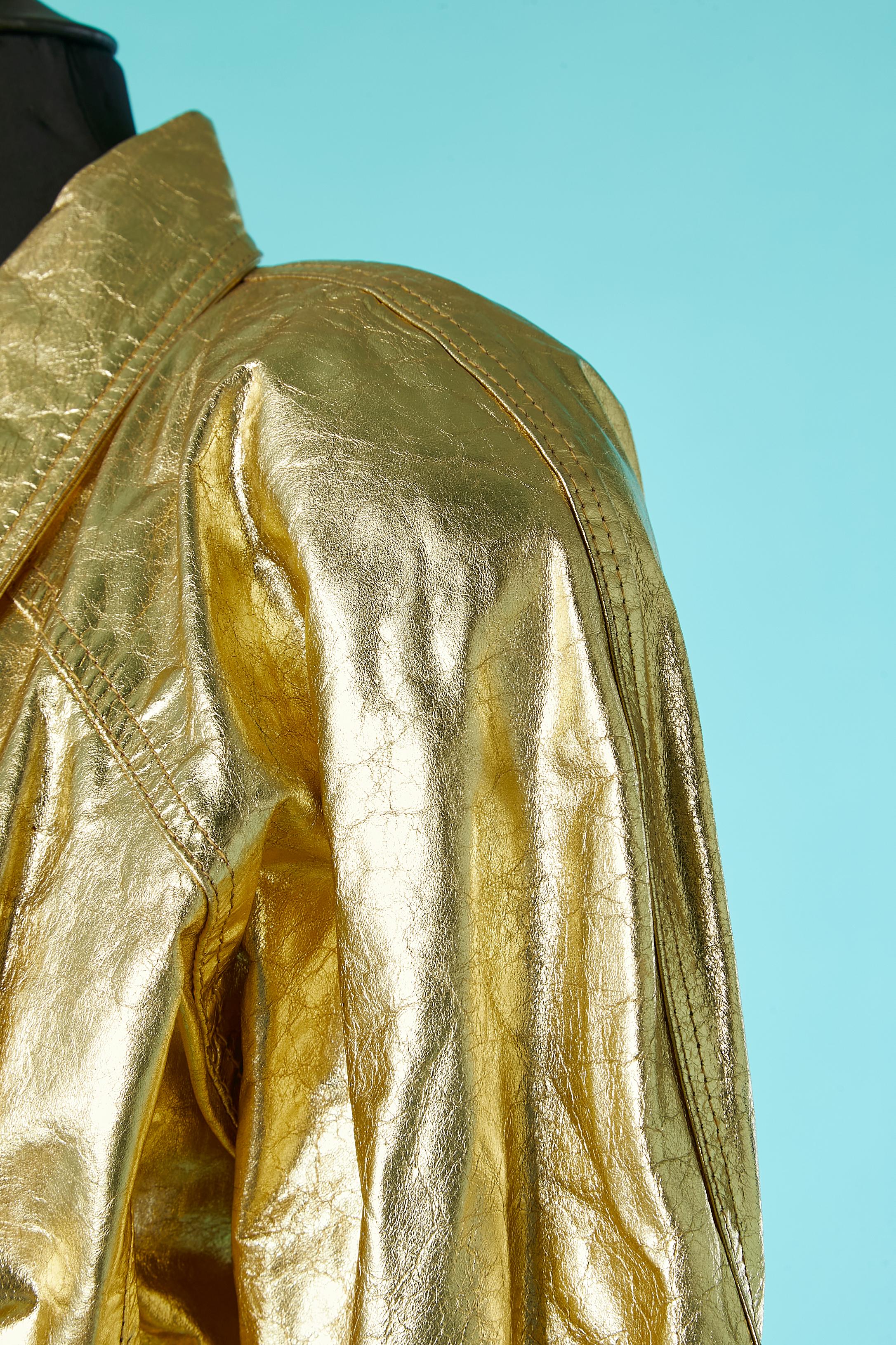 Wickeljacke aus goldenem Leder mit Craquelé-Effekt Twin's  im Zustand „Gut“ im Angebot in Saint-Ouen-Sur-Seine, FR