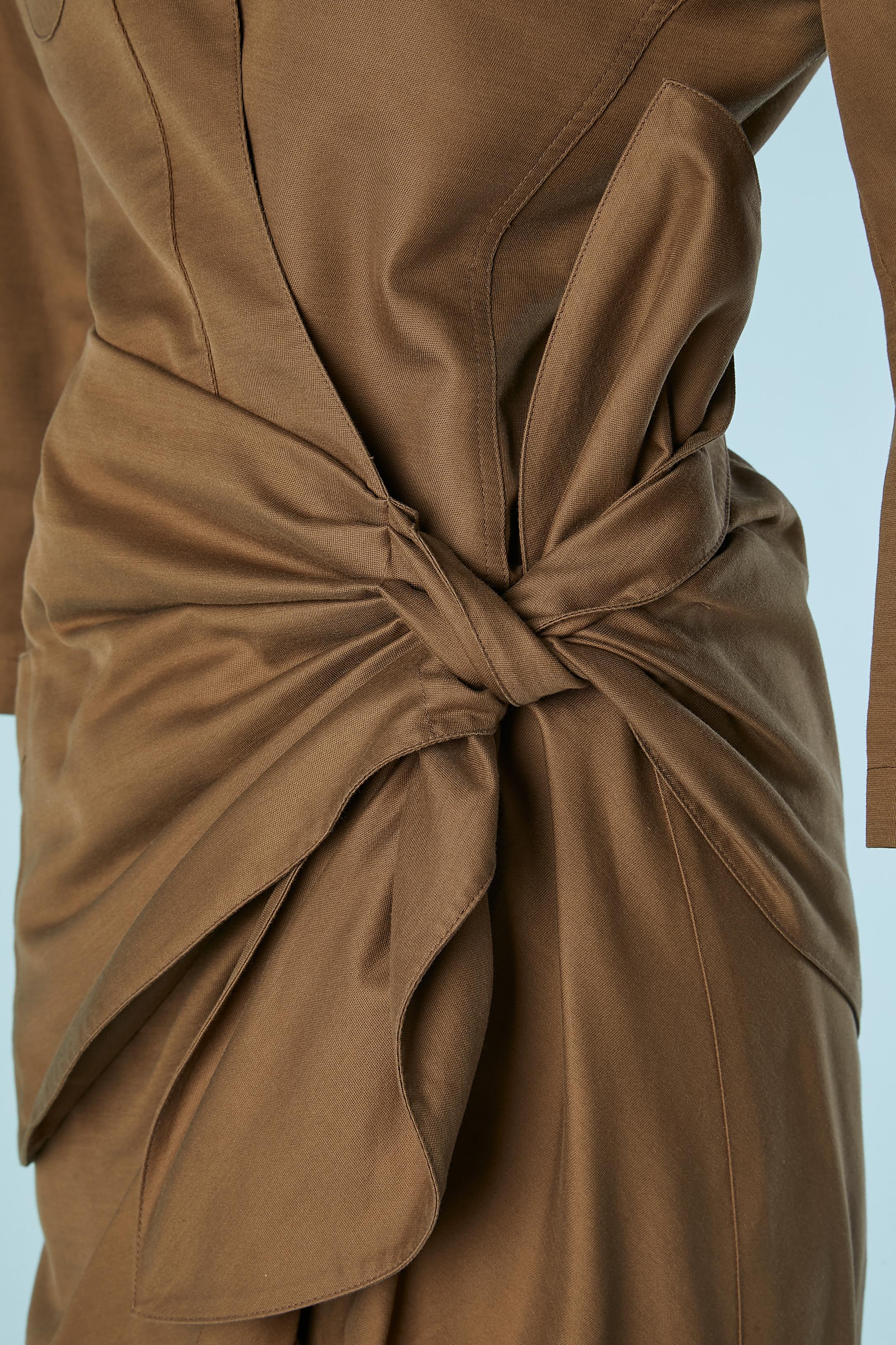 Wrap jacket and skirt ensemble in kaki cotton Thierry Mugler  1