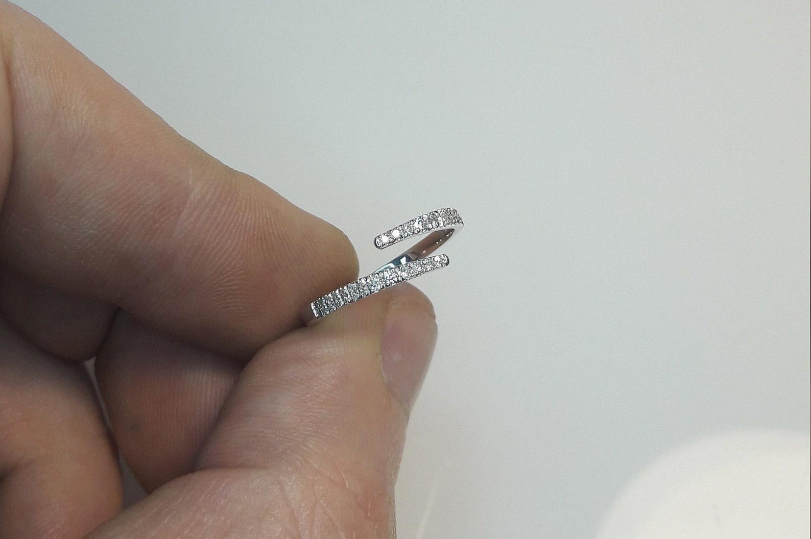 Wickelring aus Moissanit mit offenem Moissanitband 925 aus Sterlingsilber, Geschenk für Damen. 6