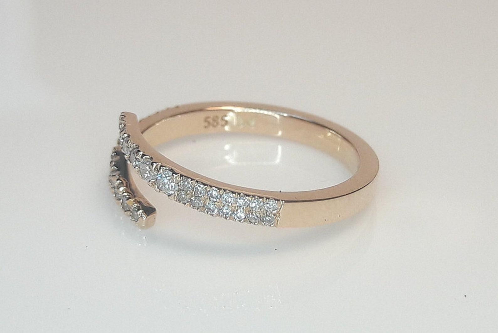 Wickelring aus Moissanit mit offenem Moissanitband 925 aus Sterlingsilber, Geschenk für Damen. 7