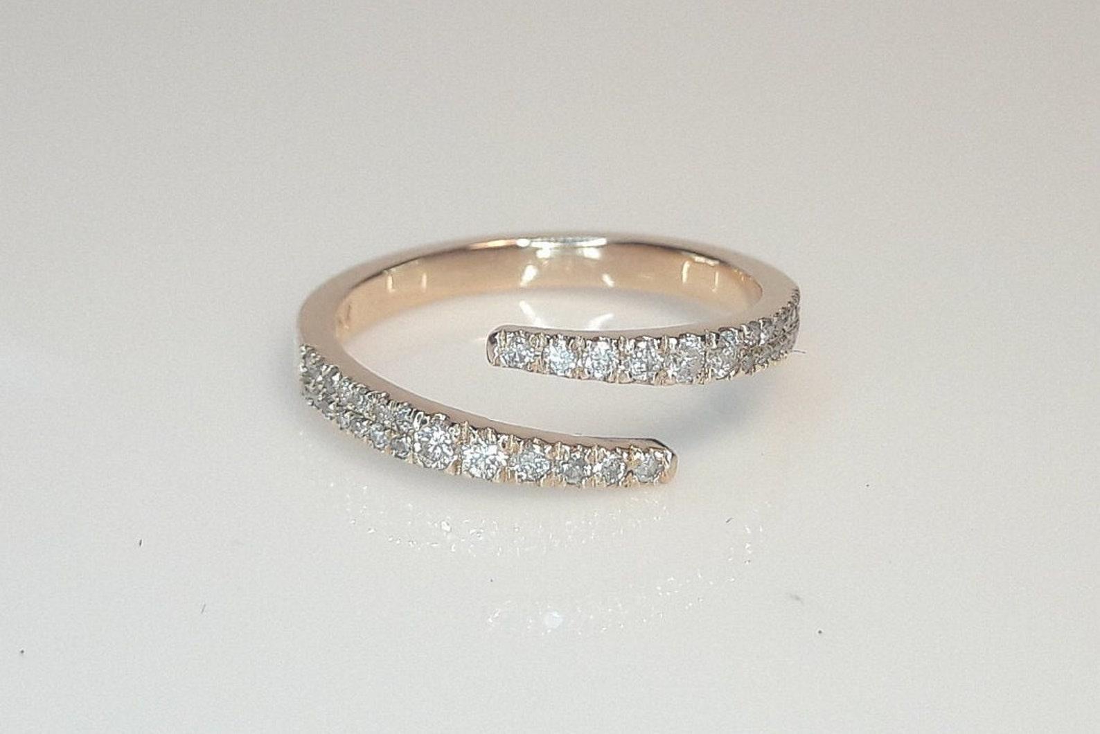 Wickelring aus Moissanit mit offenem Moissanitband 925 aus Sterlingsilber, Geschenk für Damen. 8