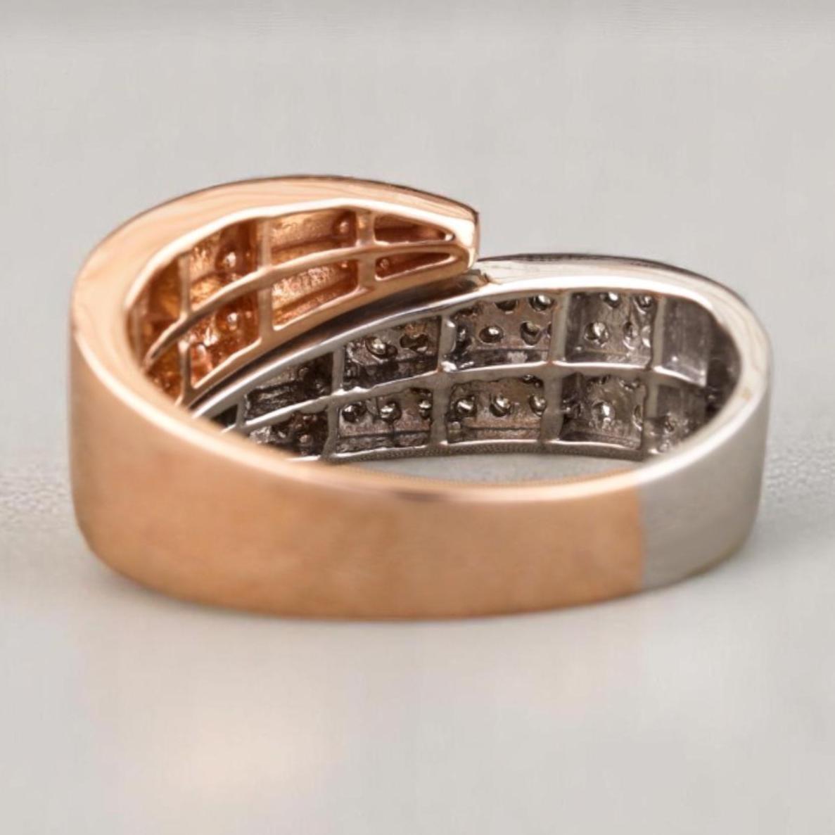 Donna Anello da polso con diamante naturale avvolgente e doppio tono in oro massiccio 14K (certificato) in vendita