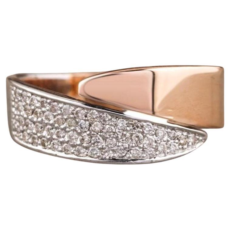 Wrap Natural Diamond Dual Tone Cuff Ring in 14K Solid Gold (Certified)