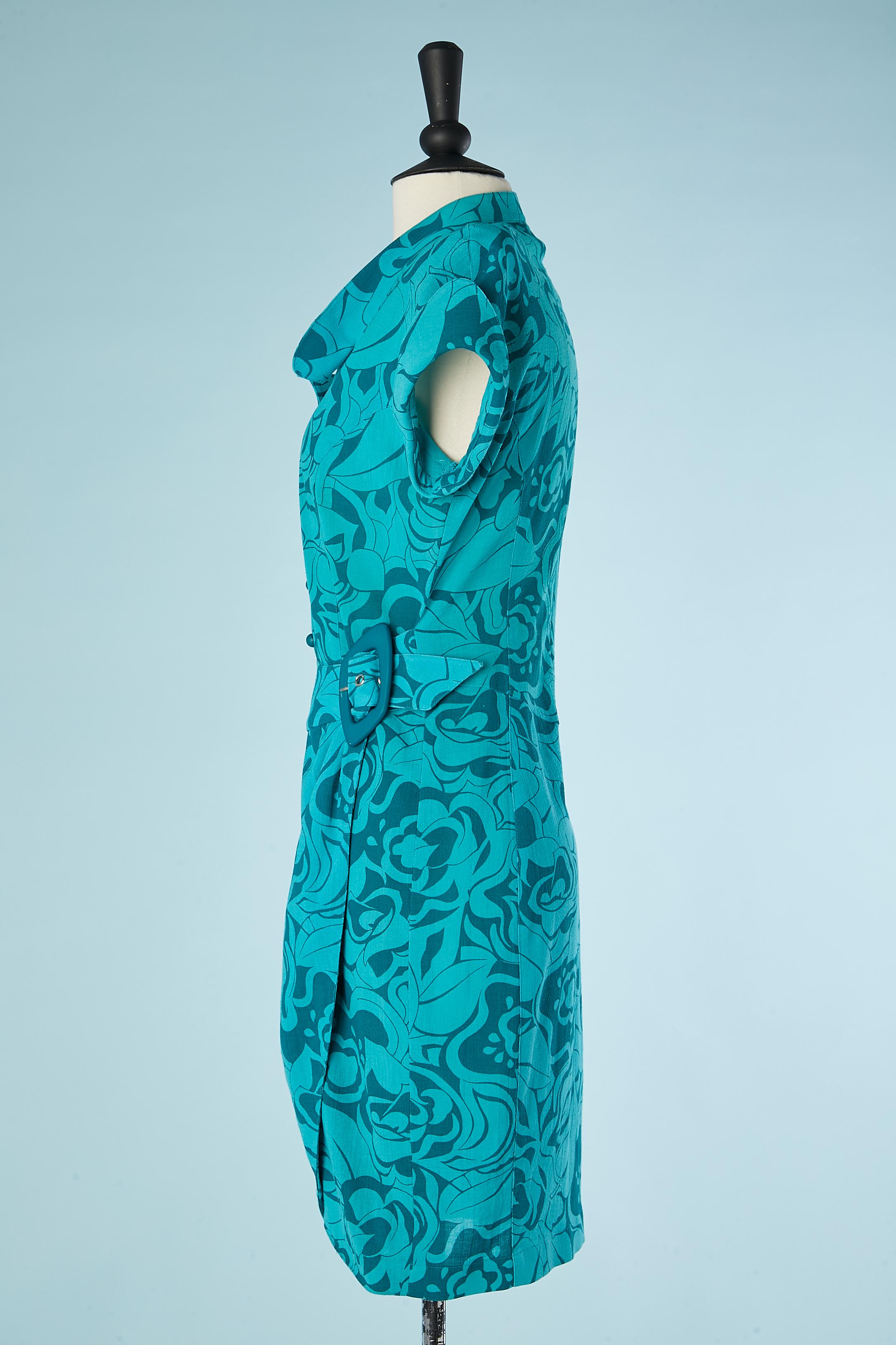 Wrap printed cotton day-dress Mugler par Thierry Mugler  In Excellent Condition For Sale In Saint-Ouen-Sur-Seine, FR