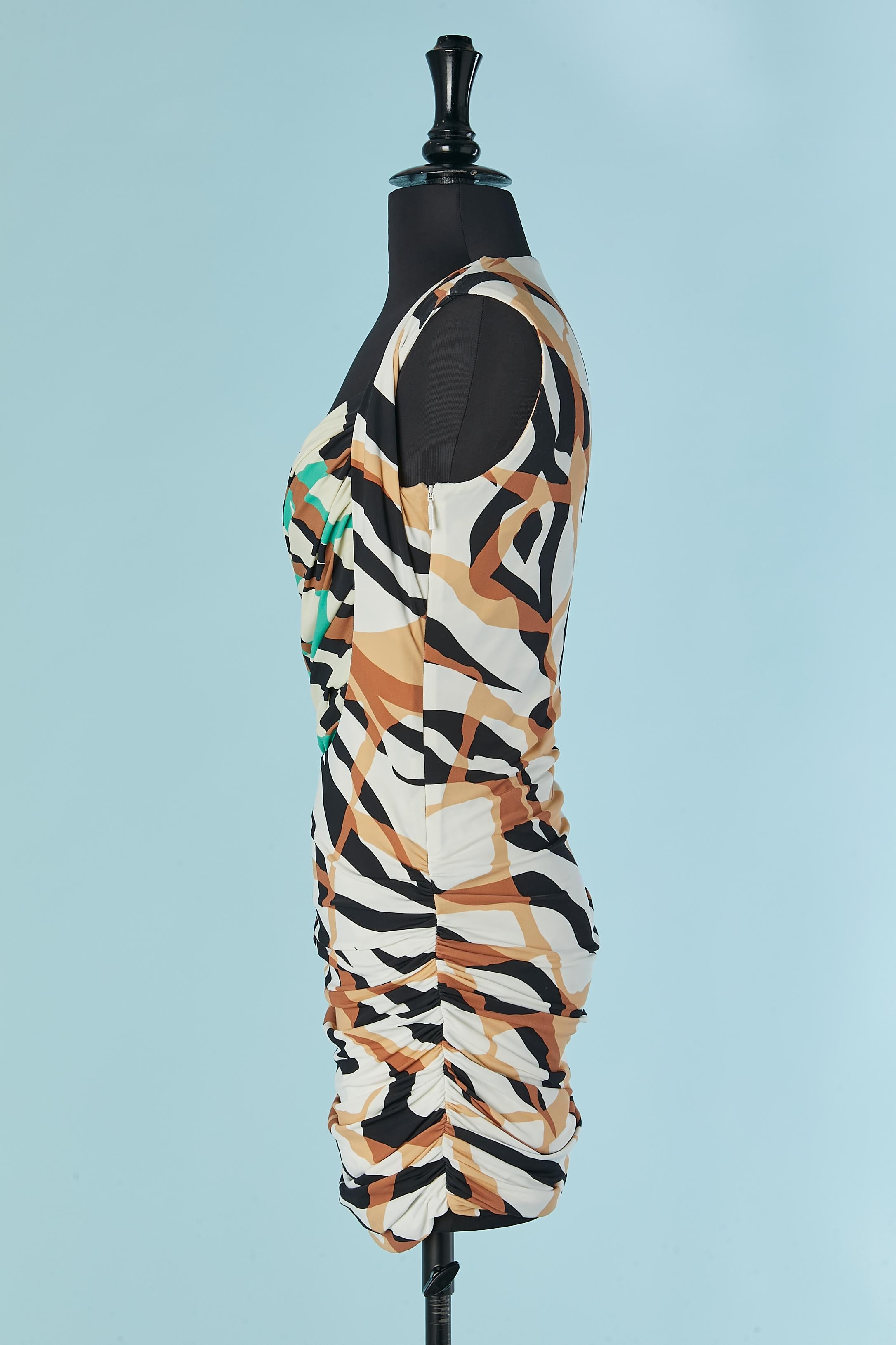 Wrap printed jersey dress Roberto Cavalli For Sale 1