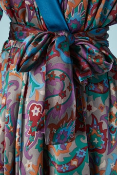 Wrap silk printed cocktail dress Saint Laurent Rive Gauche