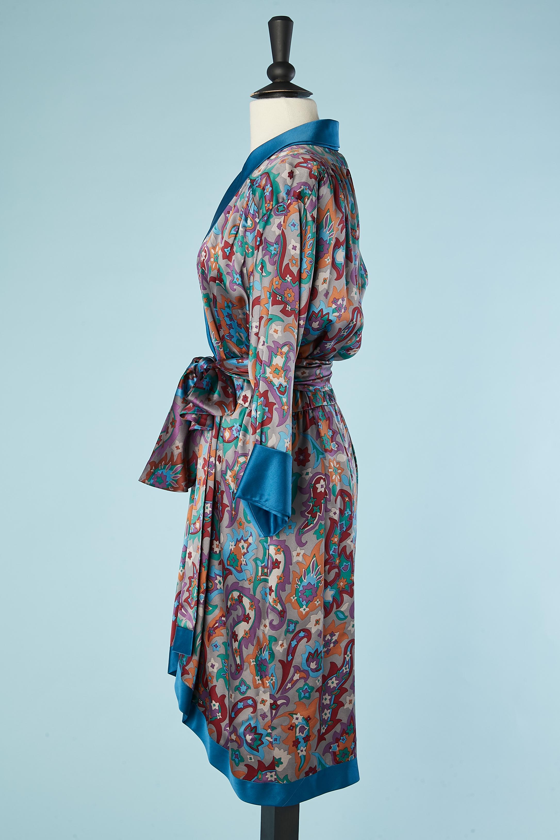 Women's Wrap silk printed cocktail dress Saint Laurent Rive Gauche  For Sale