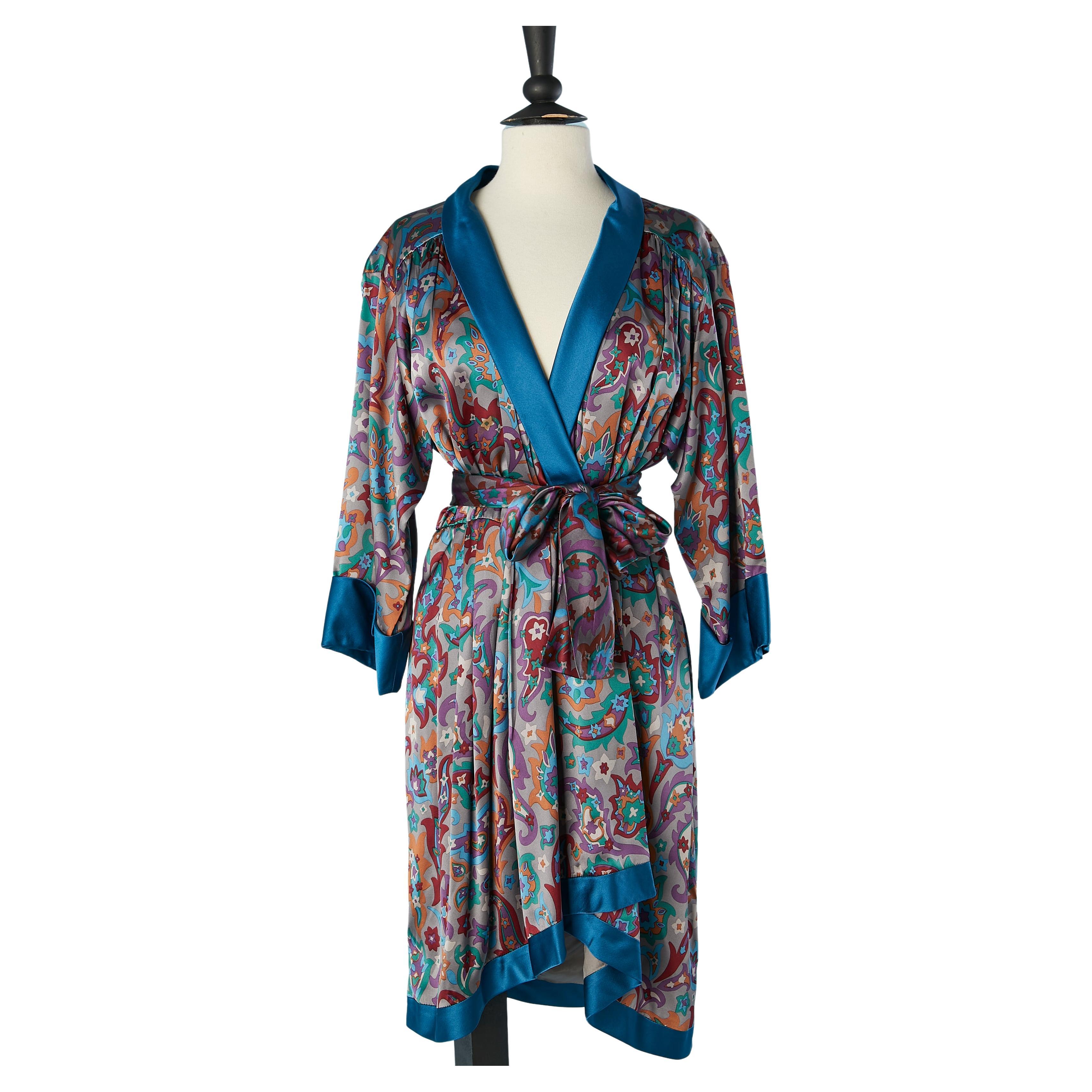 Wrap silk printed cocktail dress Saint Laurent Rive Gauche For Sale
