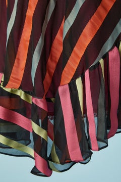 Jupe portefeuille en soie à volants et à rayures et doublure rose Christian Lacroix Bazar