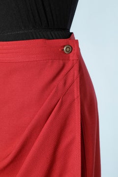 Wrap skirt in red wool and black strip in the bottom edge Gianni Versace