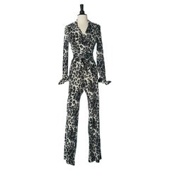 Conjunto de top y pantalón con estampado de leopardo Diane von Furstenberg  1970's