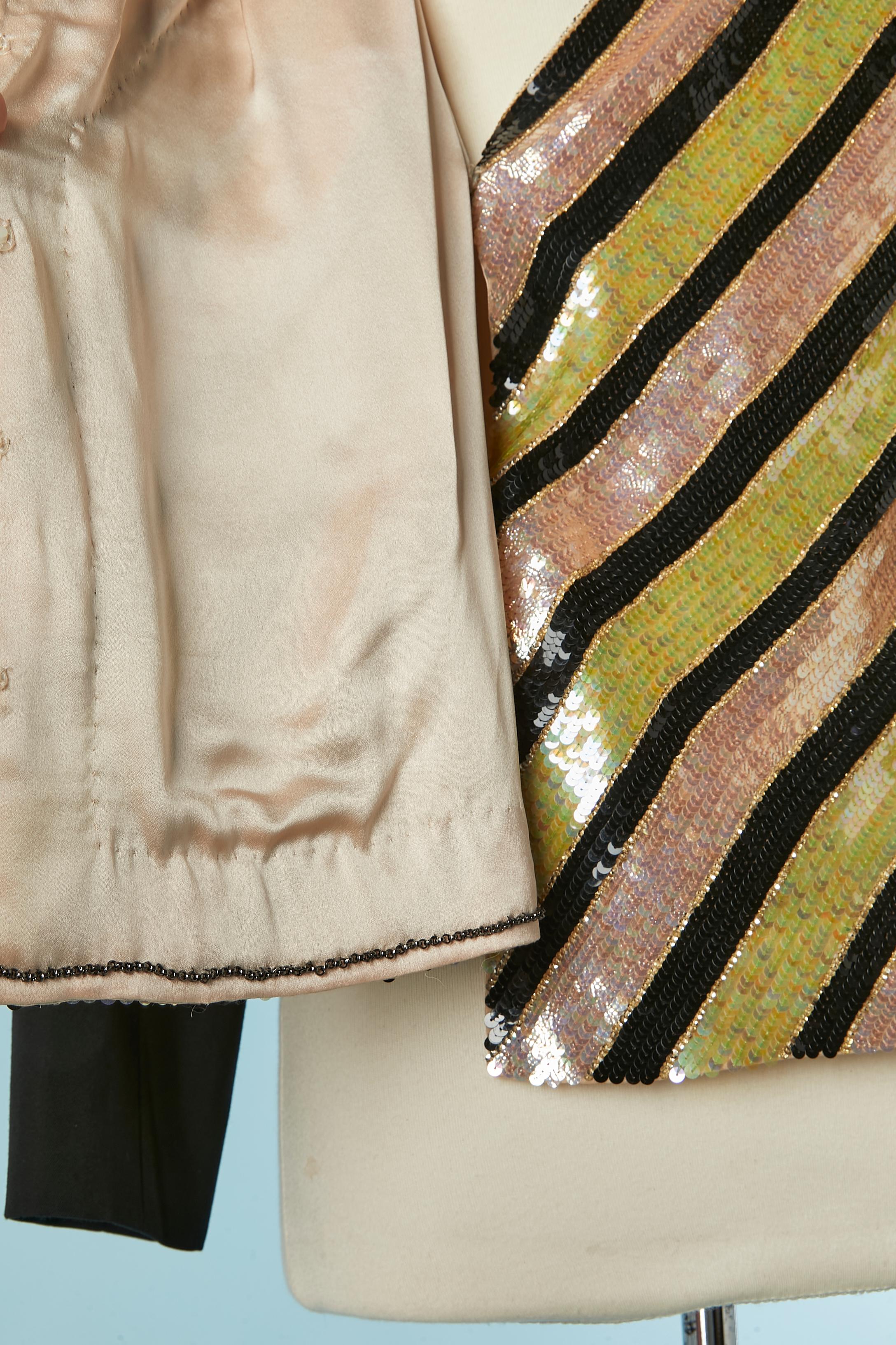 Wrap wool and sequin asymmetrical jacket with striped pattern CHANEL For Sale 3