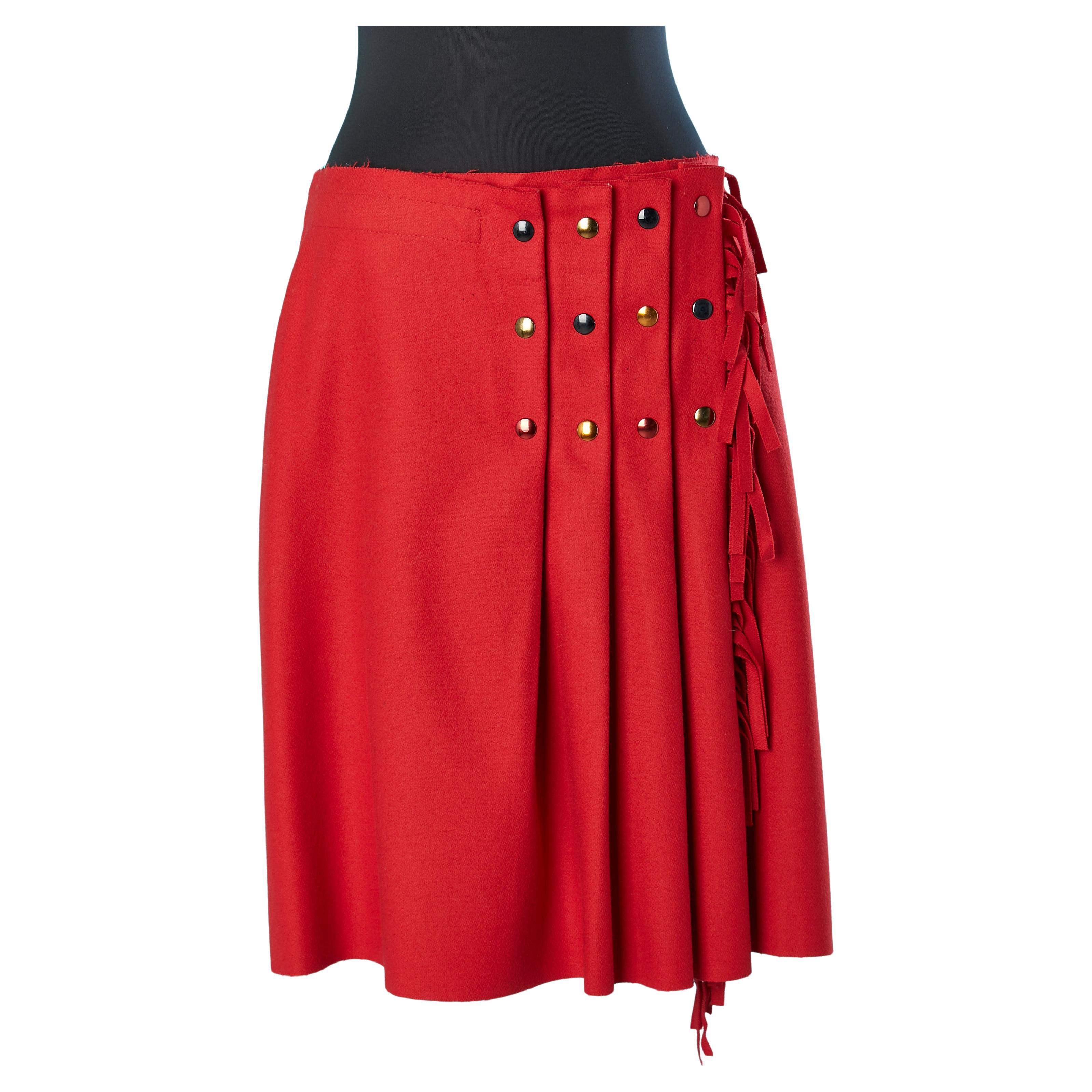 Wrap wool skirt with snap and fringes Jean-Charles de Castelbajac  For Sale