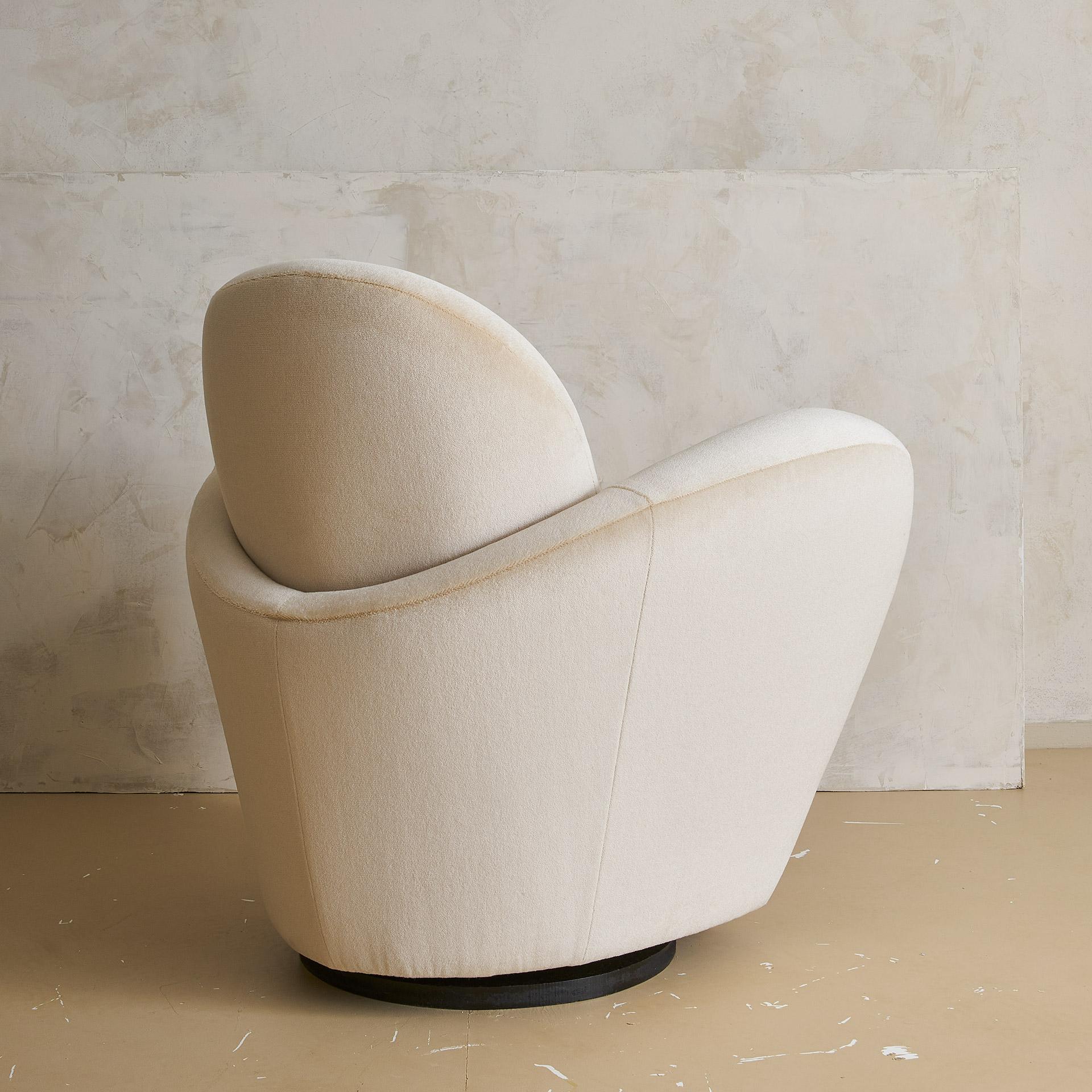 Wraparound Swivel Chair in the style of Vladimir Kagan in Ivory Mohair 5