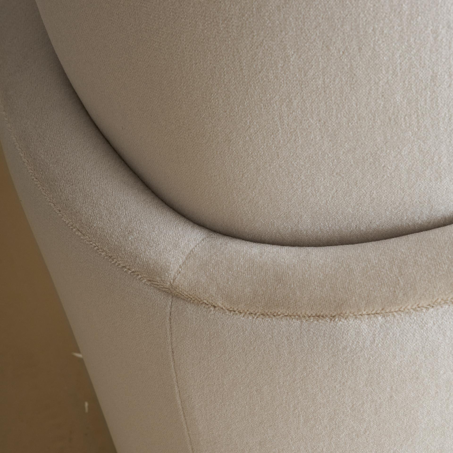 Wraparound Swivel Chair in the style of Vladimir Kagan in Ivory Mohair 7