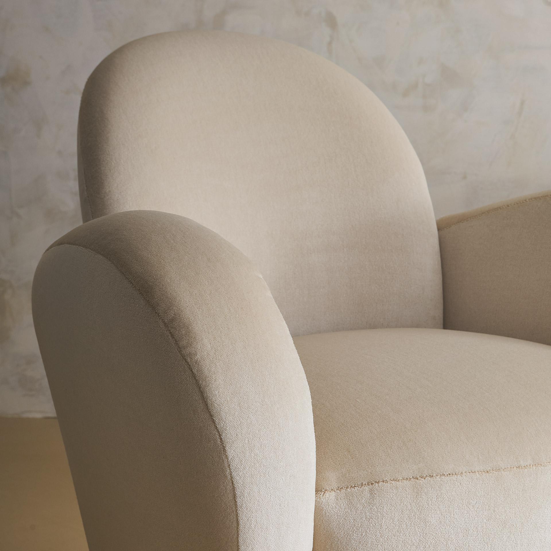 Wraparound Swivel Chair in the style of Vladimir Kagan in Ivory Mohair 1