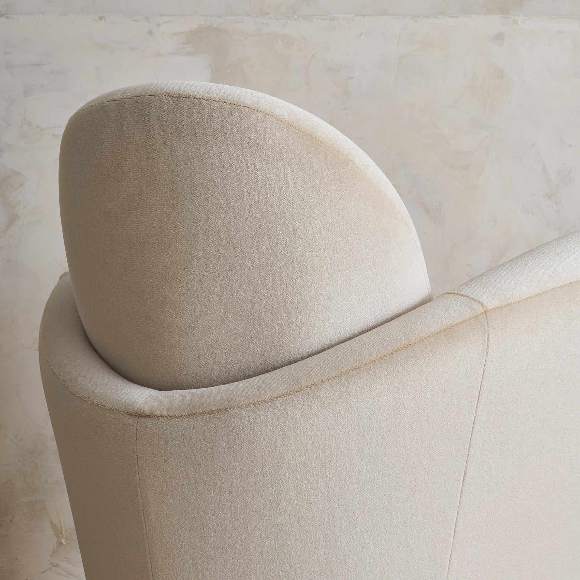 Wraparound Swivel Chair in the style of Vladimir Kagan in Ivory Mohair 3