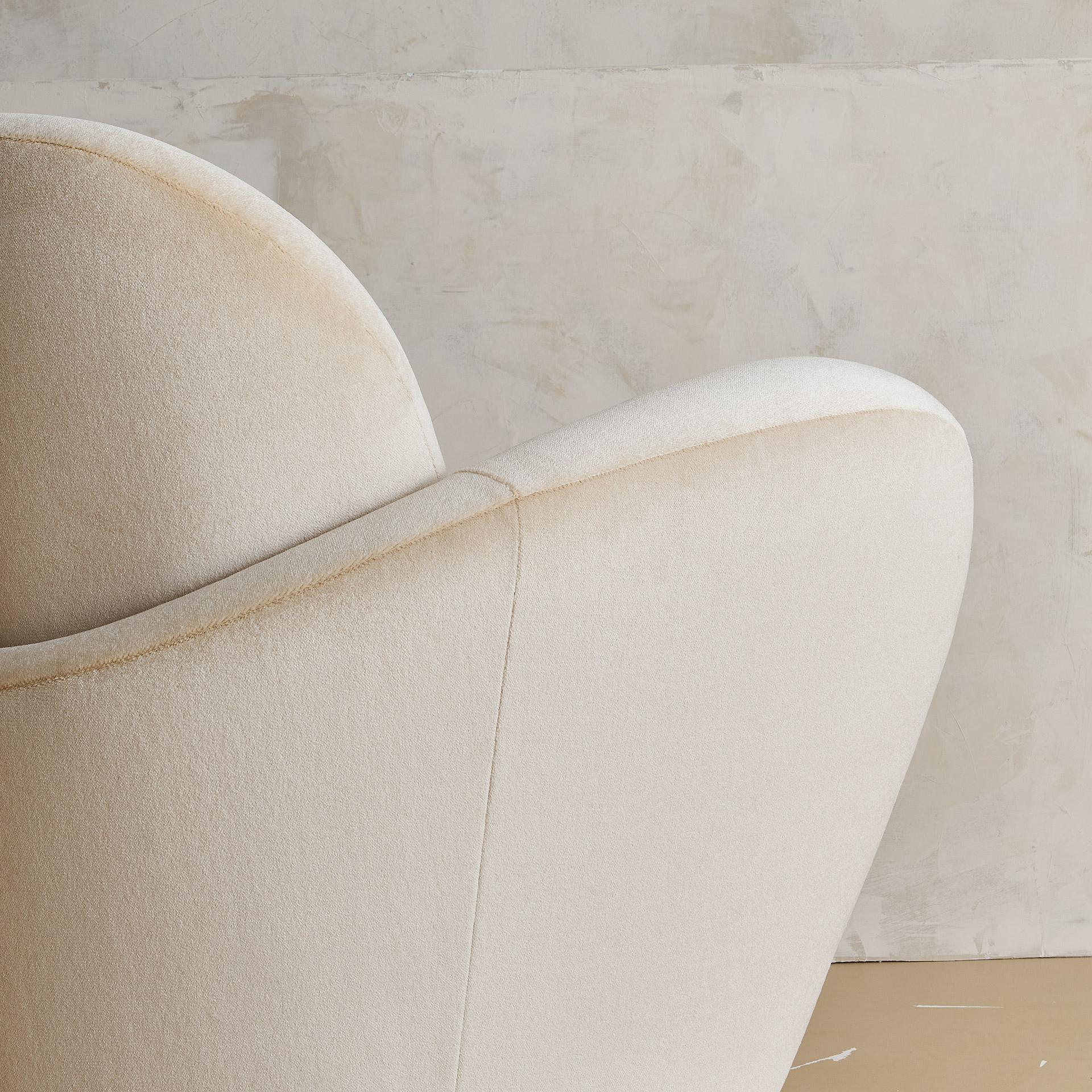 Wraparound Swivel Chair in the style of Vladimir Kagan in Ivory Mohair 4