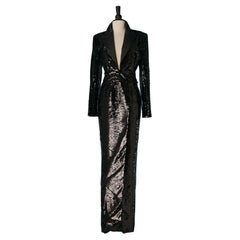 Vestido de noche esmoquin negro de lentejuelas ALEXANDRE VAUTHIER