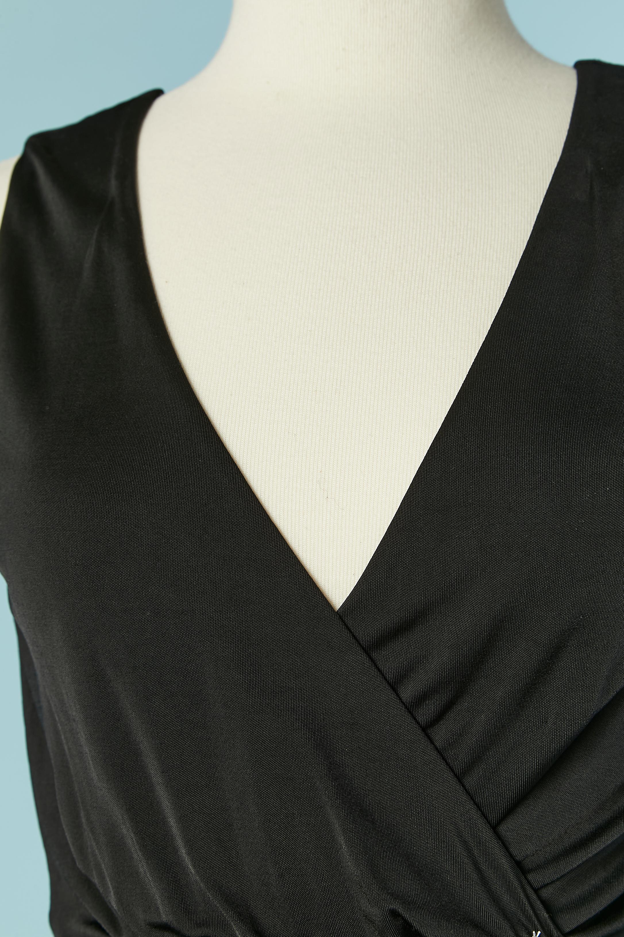 Black Wrapped evening dress with rhinestone and beads embellishment Just Cavalli NEW For Sale