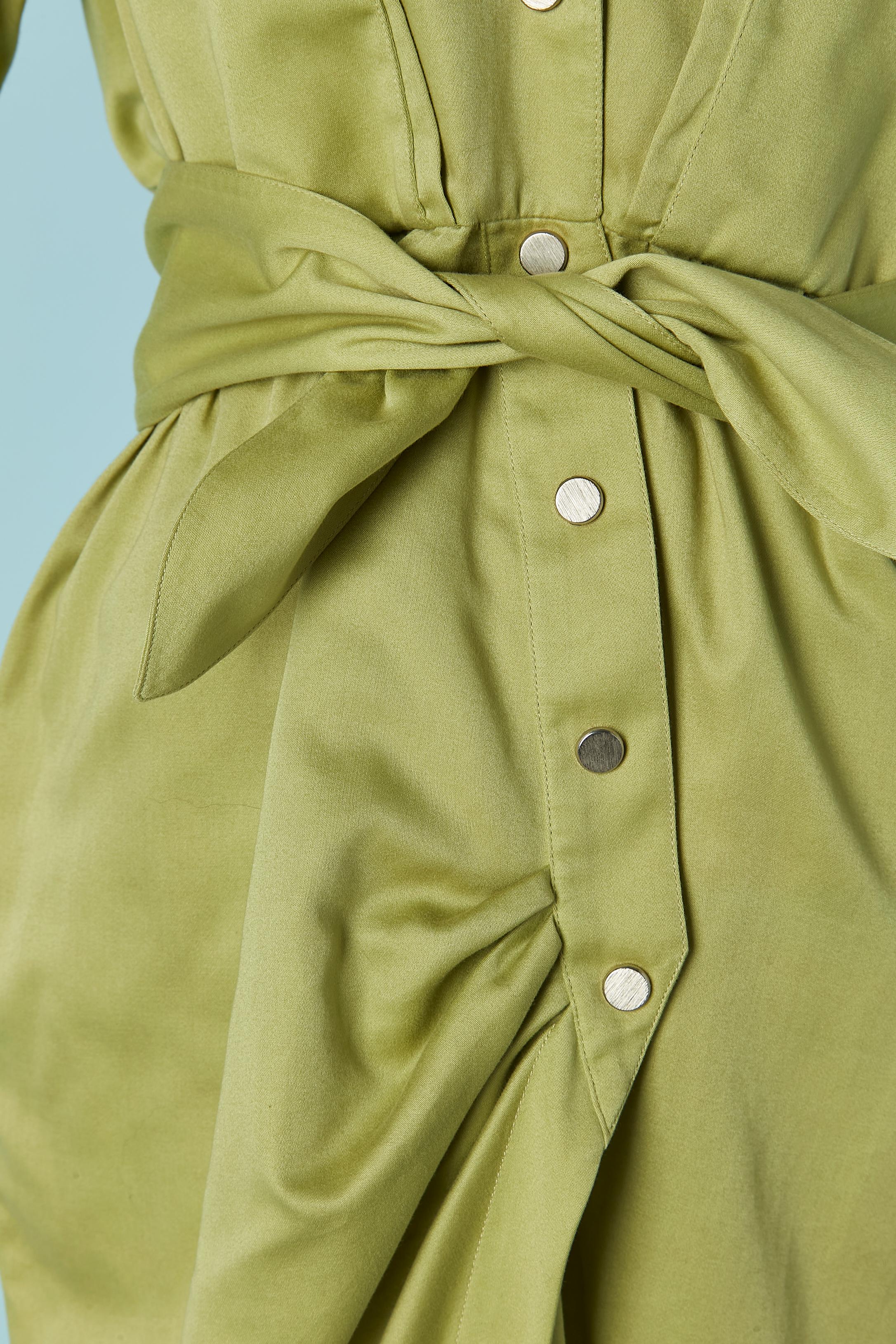 Brown Wrapped green cotton dress THIERRY MUGLER For Sale
