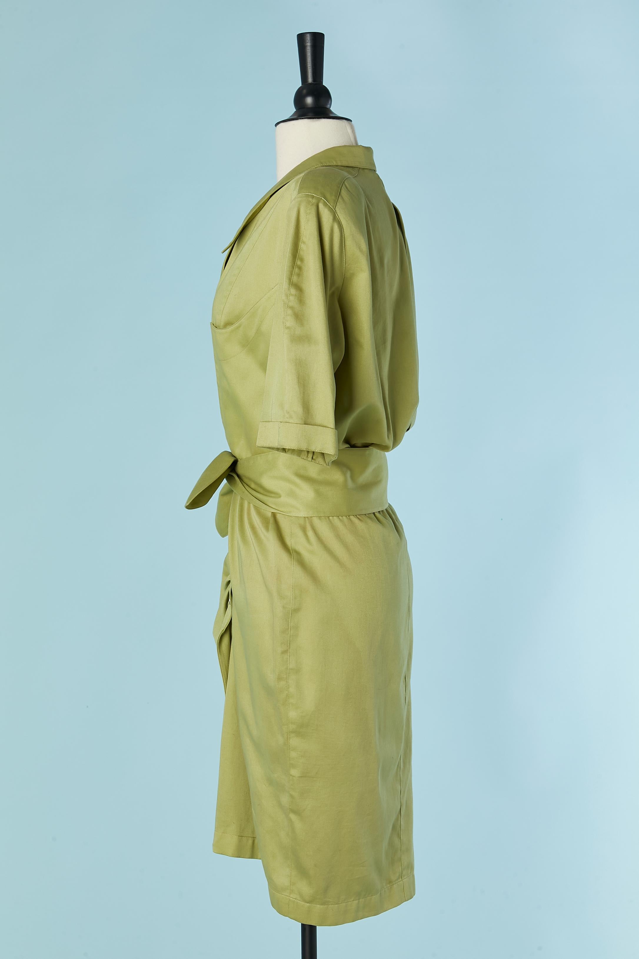 Wrapped green cotton dress THIERRY MUGLER For Sale 1