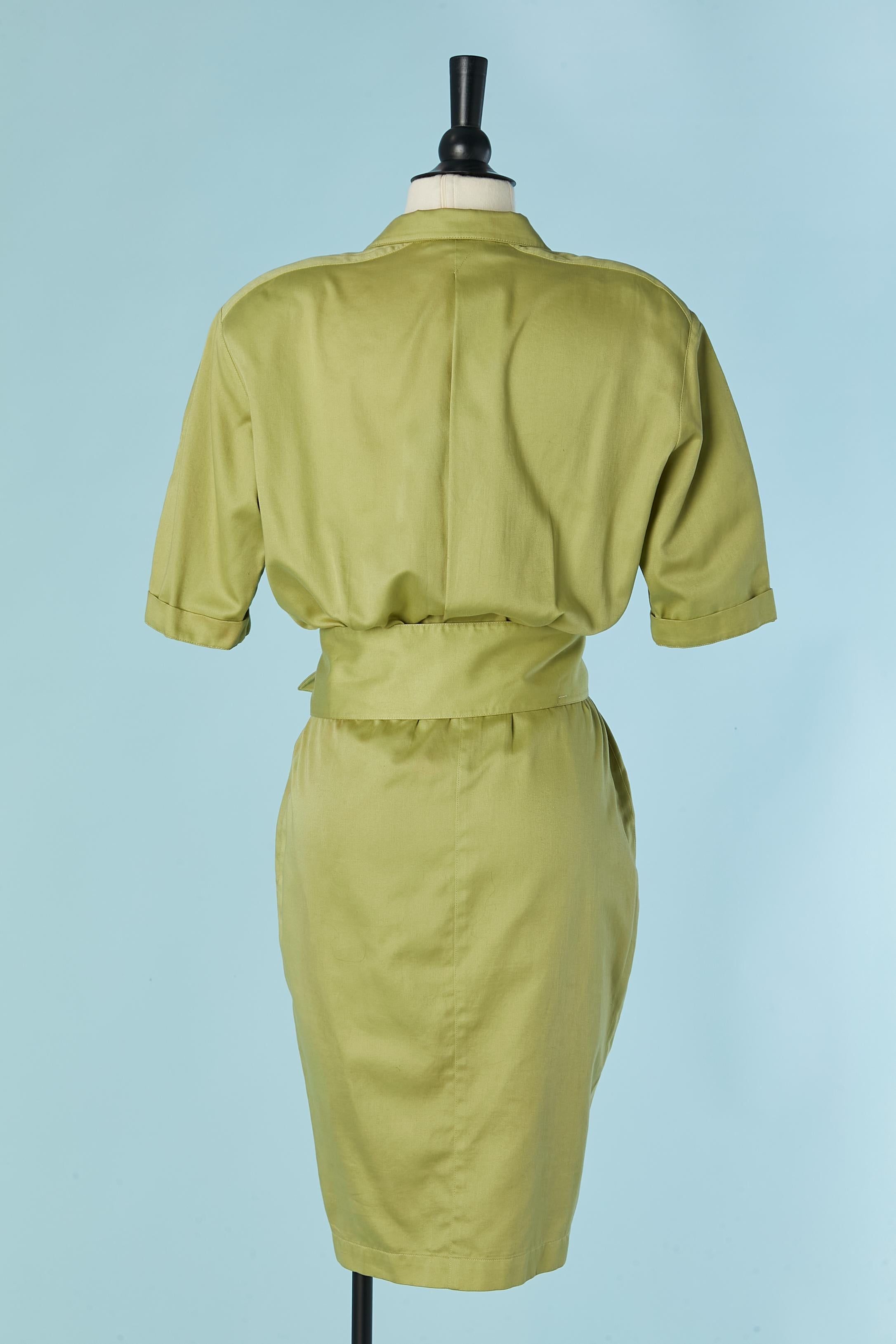 Wrapped green cotton dress THIERRY MUGLER For Sale 2