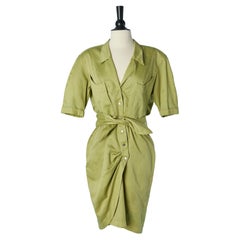 Wrapped green cotton dress THIERRY MUGLER