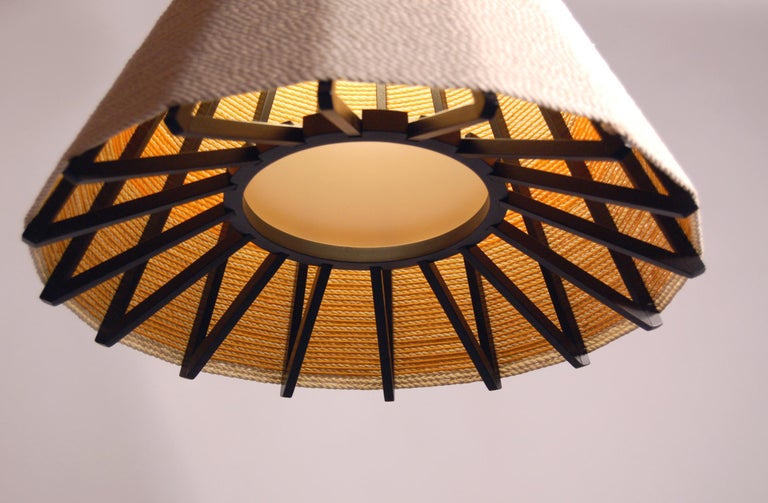 Wrapped Lamp with Blackened Wood Armature and Cotton Shade For Sale at ...