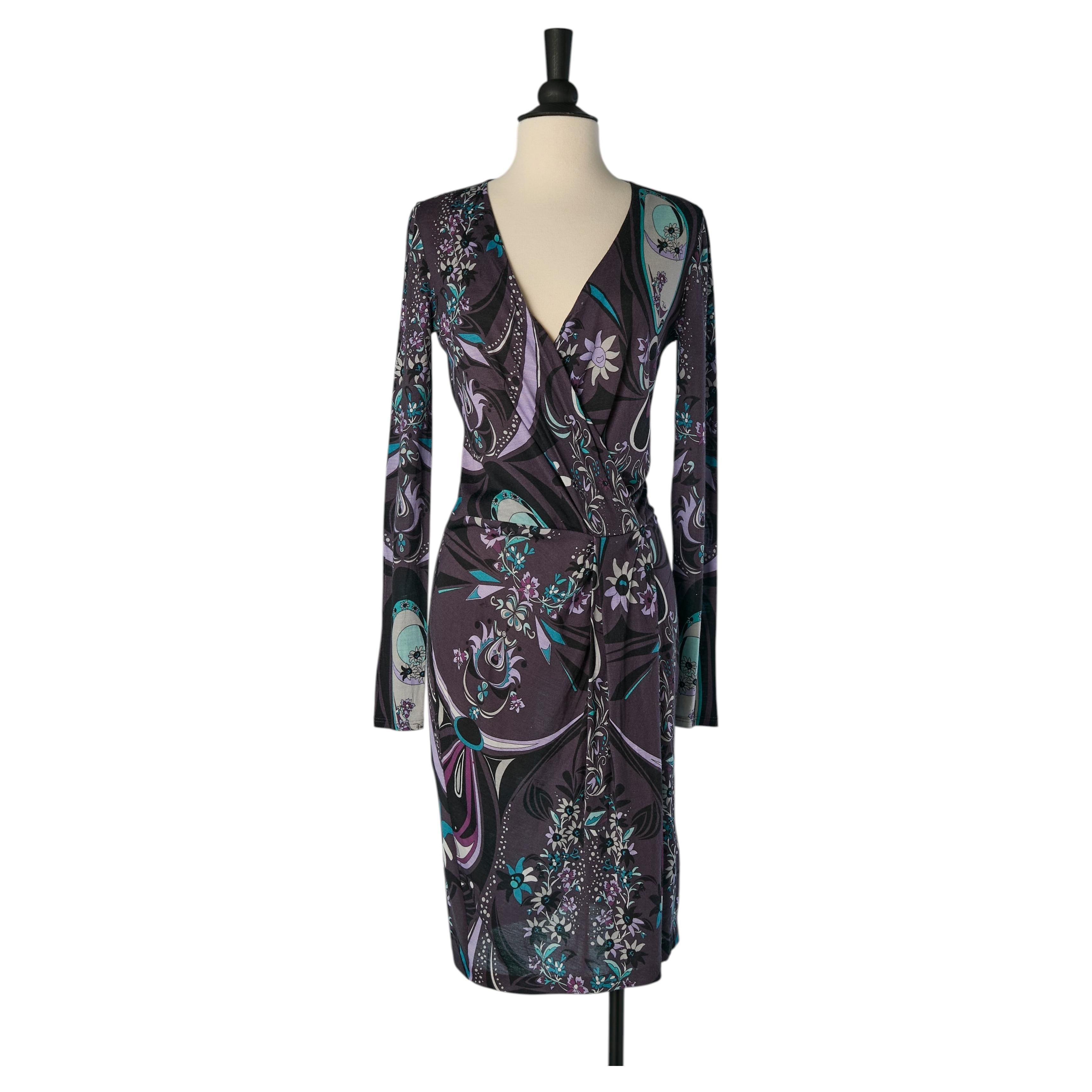 Wrapped printed wool and nylon jersey printed dress EMILIO PUCCI