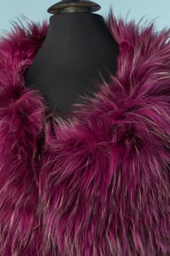 Wrapped purple knitted fur and leather coat Sonia Rykiel