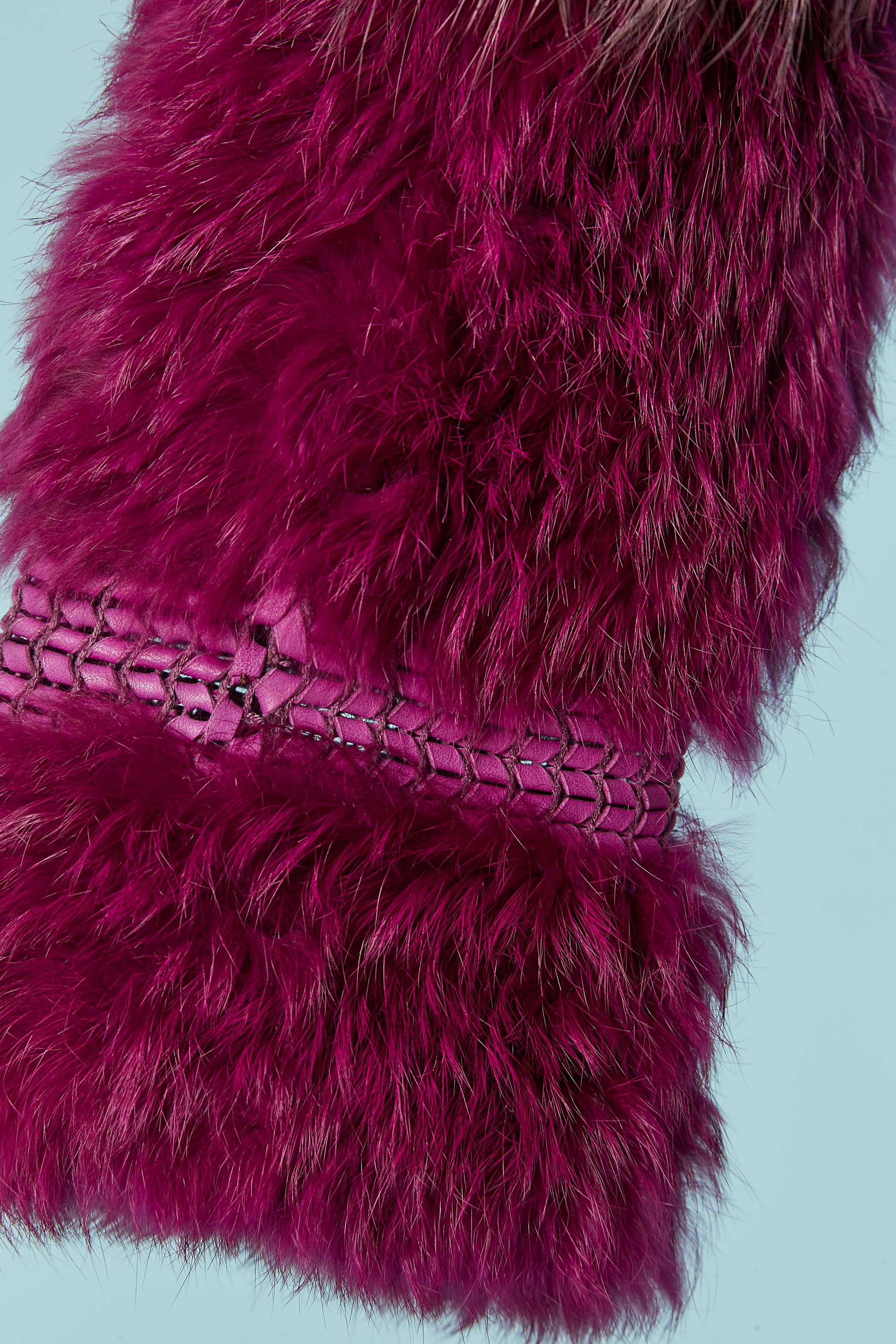 Women's Wrapped purple knitted fur and leather coat Sonia Rykiel For Sale