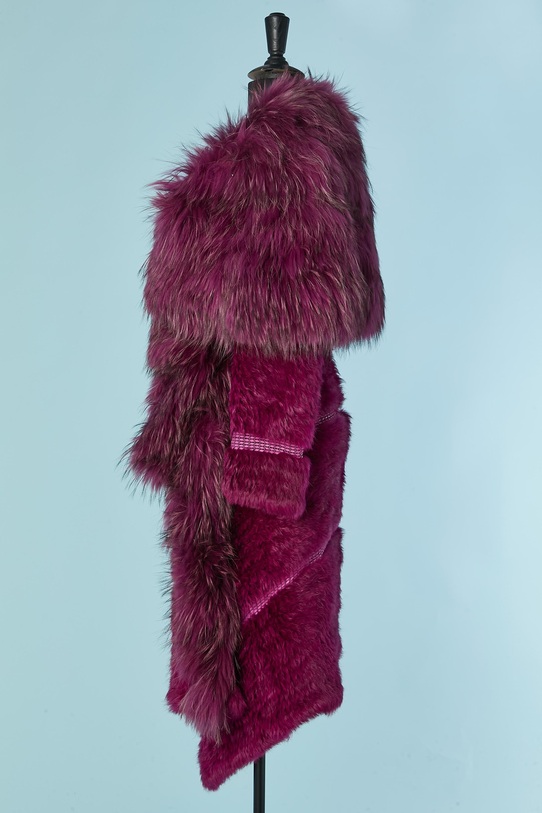 Wrapped purple knitted fur and leather coat Sonia Rykiel For Sale 1
