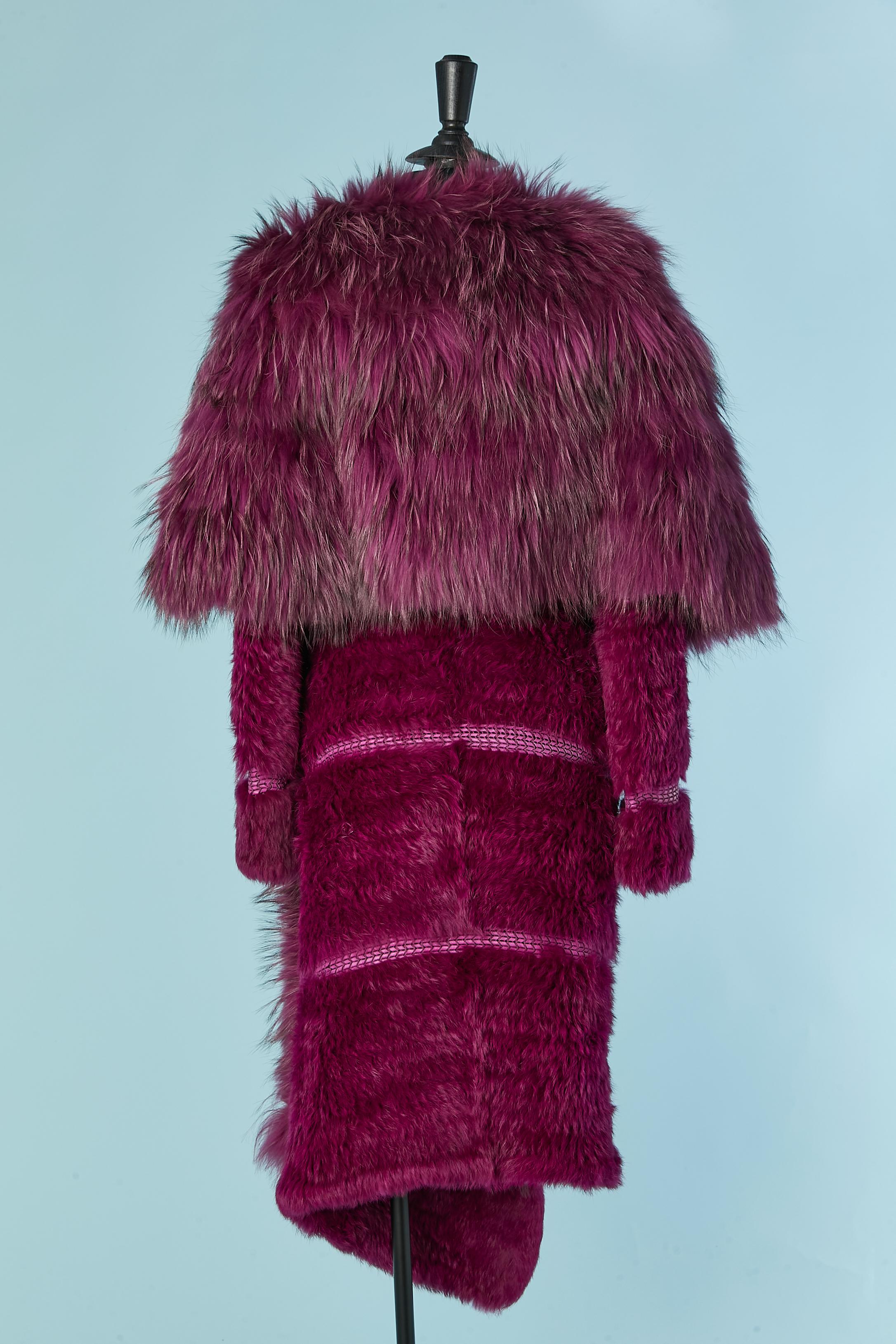 Wrapped purple knitted fur and leather coat Sonia Rykiel For Sale 3